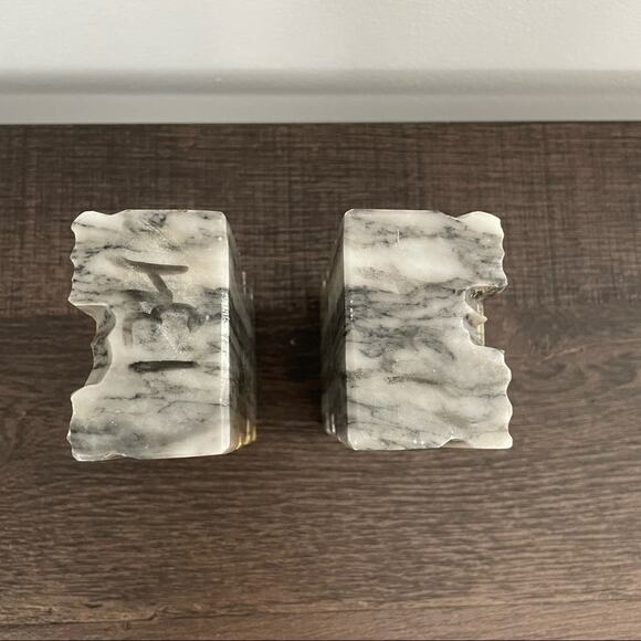 Vintage | Mayan Aztec Carved Stone Marble Bookends Tiki Books Boho MCM Decor Set - Picture 6 of 7